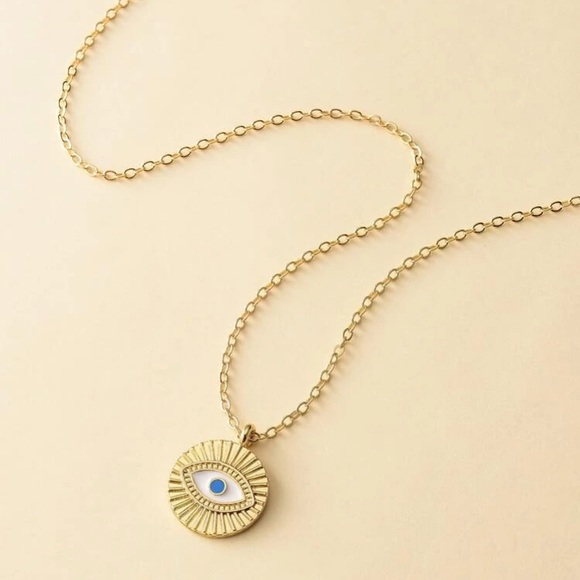 🎉 New Evil Eye Gold Plated Pendant Adjustable Necklace - Picture 3 of 4
